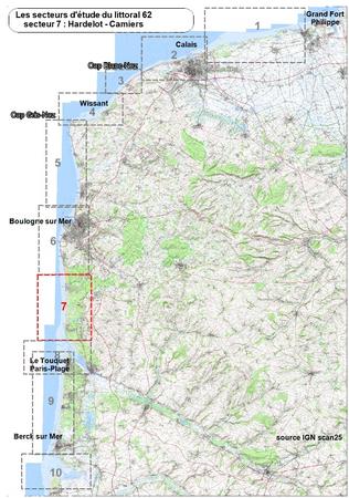 Les secteurs d'étude du littoral 62 - secteur 7 : Nardelot - Camiers